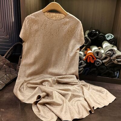 Women's XL Casual A-Line Comfortable Breathable Lightweight High Elasticity Solid Color Floor-Length Ruched Curvy Casual Dress