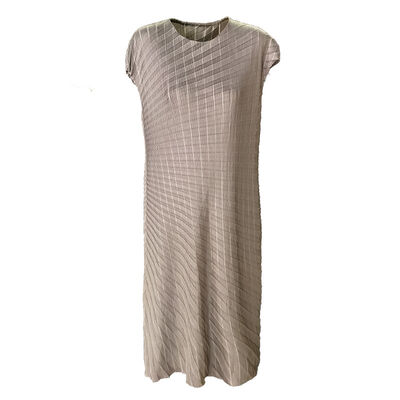 Women's Elegant Casual Solid Color Mid-Length Pleated Dress for Spring Summer New Heavy Craft Design Versatile Use Natural