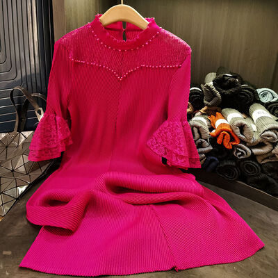 Spring New Elegant Mid-Length Chiffon Skirt Pure Color Loose Slimming Look Tempting Socialite Class Casual for Heavy