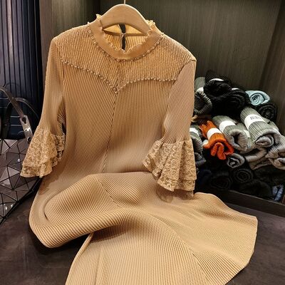 Spring New Elegant Mid-Length Chiffon Skirt Pure Color Loose Slimming Look Tempting Socialite Class Casual for Heavy