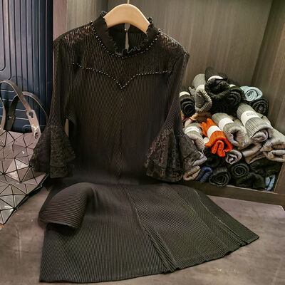 Spring New Elegant Mid-Length Chiffon Skirt Pure Color Loose Slimming Look Tempting Socialite Class Casual for Heavy