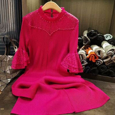 Spring New Elegant Mid-Length Chiffon Skirt Pure Color Loose Slimming Look Tempting Socialite Class Casual for Heavy