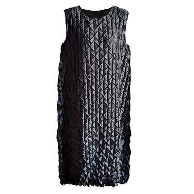 Women's Unique Asymmetrical Satin Vest Skirt Beveled Pleated Sleeveless Glossy Pleats Loose Niche Casual Washable Solid