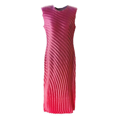 High-End Women's Dress Water Ripple Pleated Curved Design Irregular Tempered Elegant Sleeveless Loose Weave