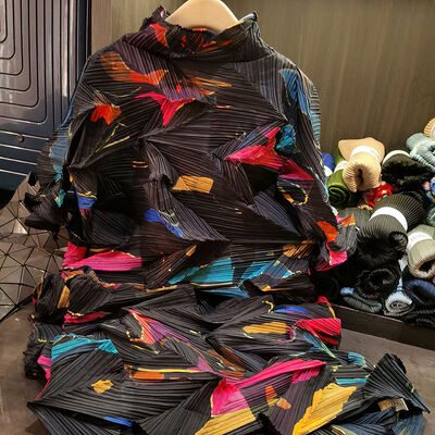 Casual Printed Dress High-End Waist Lace-Up Pleated Long Skirt for Spring European American Cross-Border New