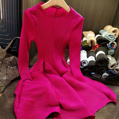 Elegant Women's Mid-Length Skirt Pleated Design High-End  Large Size Washable Floor-Length