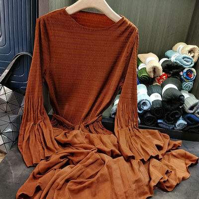 Women's Elegant A-Line Slim Dress High-End New Spring Fashion Solid Color Mid-Length Skirt Natural Waist Casual Style