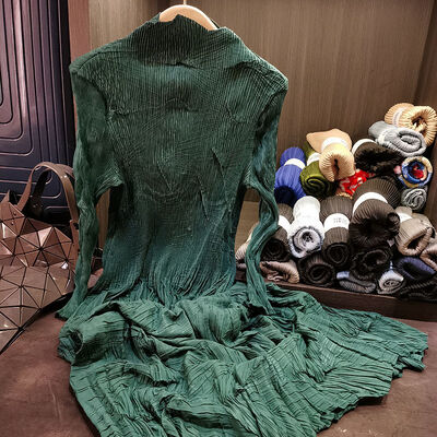 Inspired Women's Elegant Pleated Midi Dress High-End Satin with Natural Waist Cinching Long Sleeve Casual Style Size XS