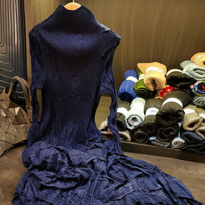 Inspired Women's Elegant Pleated Midi Dress High-End Satin with Natural Waist Cinching Long Sleeve Casual Style Size XS