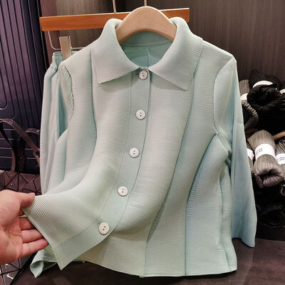 High-End Women's Two-Piece Set Elegant Age-Reducing Pure Color Single-Breasted Pleated Skirt Lapel Casual Suit for Spring
