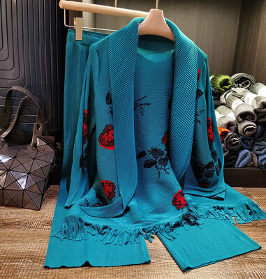 Fall Fashion Suit Women's Loose Plus Size Print Tassel Peplum Top High Waist Slimming Wide Leg Pants Two-piece Set