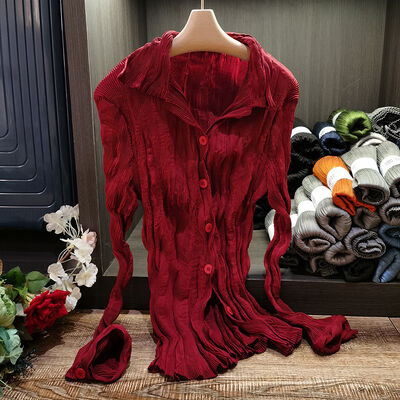 Women's Casual Autumn Daily Wear Single Breasted Long Sleeve Pleated Shirt and High Waist Skirt New Two-piece Set