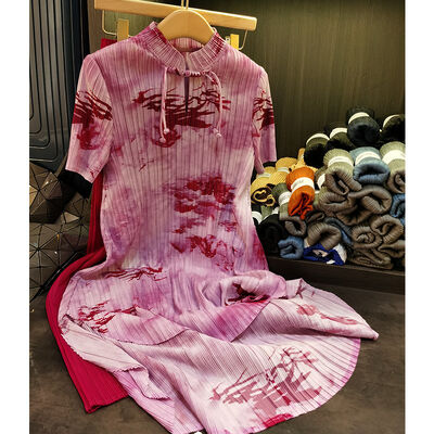 Sanzhai New Fashion Outfit Two-Piece Set Chinese Style Retro Stand Collar Button Top Dress Wide Leg Pants for Women Casual