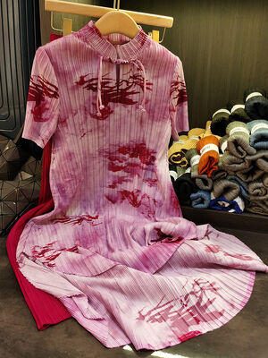 Sanzhai New Fashion Outfit Two-Piece Set Chinese Style Retro Stand Collar Button Top Dress Wide Leg Pants for Women Casual