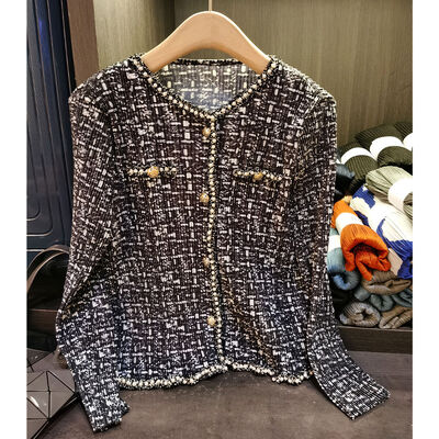 Elegant Fragrant Maple Nice Dress Set Female Heavy Industry Nail Bead Pleated Small Coat Sleeveless Dress Skirt