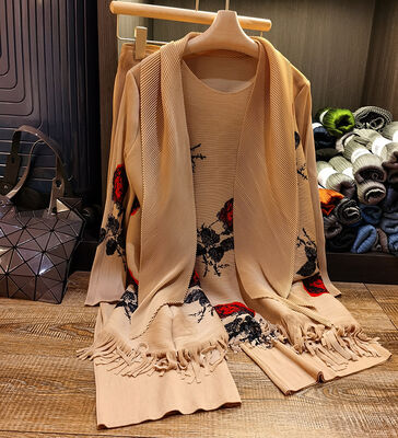 Autumn Fashion Suit Women's Loose Large Size Print Top High Waist Slimming Wide-leg Pants Two-piece Set for Women