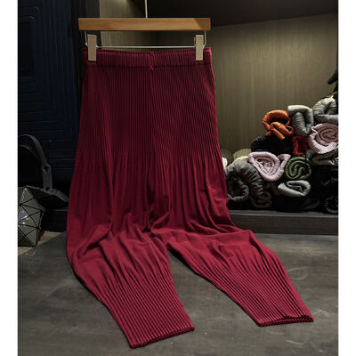 Autumn New Casual Pants High Quality Mid Elastic Waist Flat Solid Color Loose Versatile Pleated Commuter Jogger Nine-Point Women