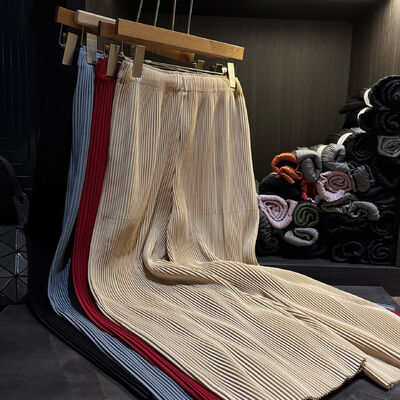 Fashionable Versatile Loose Slimming Solid Color Pleated Casual Pants Draped Elastic Straight Pants Women Autumn New High Flat