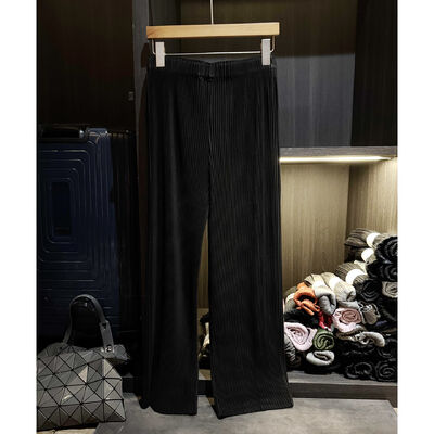 Fashionable Versatile Loose Slimming Solid Color Pleated Casual Pants Draped Elastic Straight Pants Women Autumn New High Flat