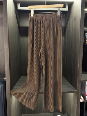 Autumn Winter High-End  Pleated Casual Pants for Women New Elastic Mid-Waist Simple Versatile Wide-Leg Straight Loose Flat