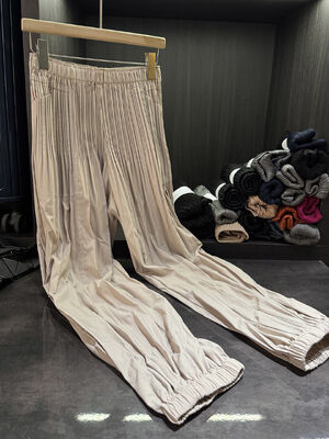 Autumn Winter New Style Commuter Pleated Jogger Casual Pants Unique Design Solid Color Simple Elastic Waist Breathable