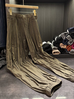 Autumn Winter New Style Commuter Pleated Jogger Casual Pants Unique Design Solid Color Simple Elastic Waist Breathable