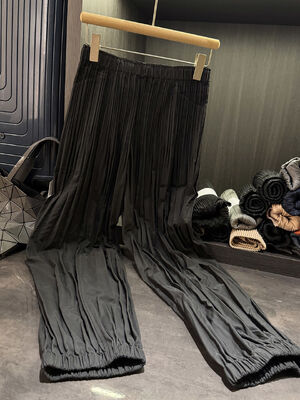 Autumn Winter New Style Commuter Pleated Jogger Casual Pants Unique Design Solid Color Simple Elastic Waist Breathable