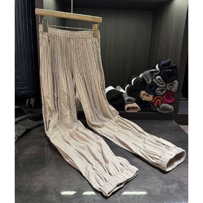 Autumn Winter New Style Commuter Pleated Jogger Casual Pants Unique Design Solid Color Simple Elastic Waist Breathable