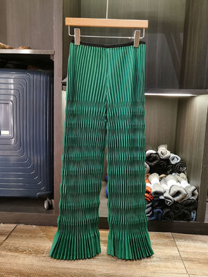 High-End Women's Casual Elastic Waist Straight-Leg Pants New Summer Style Versatile Slimming Wavy Pattern Simple Solid Loose