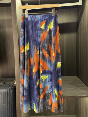 Autumn New Designer Classic Print Pleated Casual Pants Breathable High Waist Elastic Flat Front Wide-Leg Slimming Pants