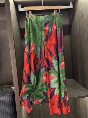 Autumn New Designer Classic Print Pleated Casual Pants Breathable High Waist Elastic Flat Front Wide-Leg Slimming Pants