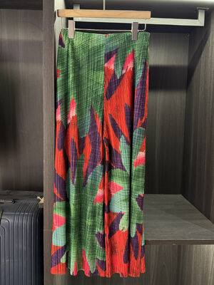 Autumn New Designer Classic Print Pleated Casual Pants Breathable High Waist Elastic Flat Front Wide-Leg Slimming Pants