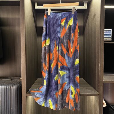 Autumn New Designer Classic Print Pleated Casual Pants Breathable High Waist Elastic Flat Front Wide-Leg Slimming Pants