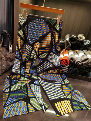 Women's High Waist Elegant Elastic Straight-Leg Casual Pants Unique Irregular Print New Summer Collection Wide-Leg Flat Design