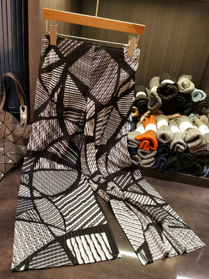 Women's High Waist Elegant Elastic Straight-Leg Casual Pants Unique Irregular Print New Summer Collection Wide-Leg Flat Design