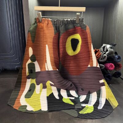 Women's High-Waist Pleated Casual Wide-Leg Pants Summer New Design Breathable Slimming Elastic Waist Flat Front Style