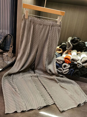 Women's High Waist Pleated Harlan Pants Fish Scale Texture Autumn New Commuting All-Match Slimming Elastic Waist Breathable