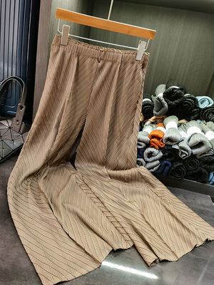 Women's High Waist Pleated Harlan Pants Fish Scale Texture Autumn New Commuting All-Match Slimming Elastic Waist Breathable