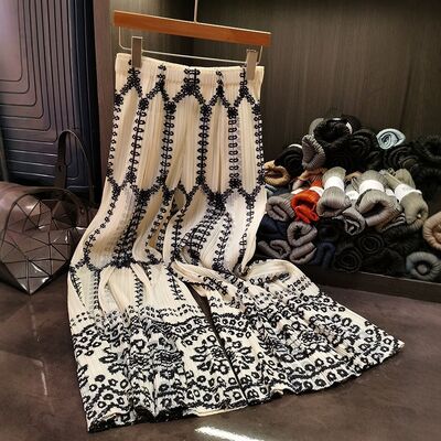 New Fashion High-End Women's Casual Slimming Ethnic Bohemian Wide-Leg Pants High Flat Leopard Print for Spring Summer