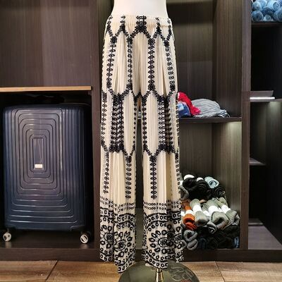New Fashion High-End Women's Casual Slimming Ethnic Bohemian Wide-Leg Pants High Flat Leopard Print for Spring Summer
