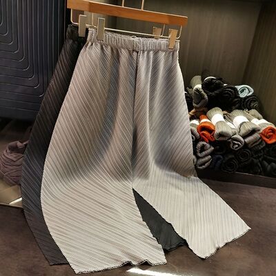 High Waisted Wide Leg Pants for Women in Summer, New Pleated Design, Versatile Solid Color Cropped Pants