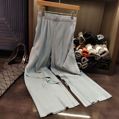 Solid Color High Waist Pleated Loose Wide Leg Pants Versatile Casual Style for Spring Summer Three-House New Design Plain Dyed