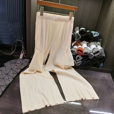 Solid Color High Waist Pleated Loose Wide Leg Pants Versatile Casual Style for Spring Summer Three-House New Design Plain Dyed