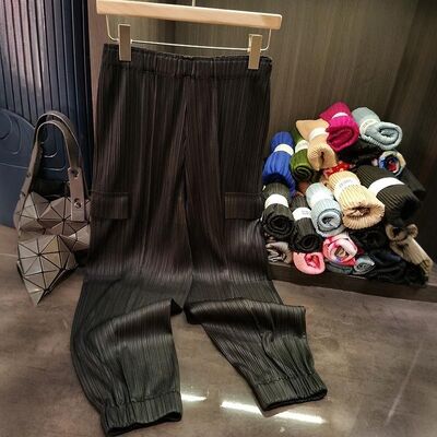 High-End Casual Pants for Spring Nine-Point Jogger Design with Versatile Elastic Waist Loose Slimming Style