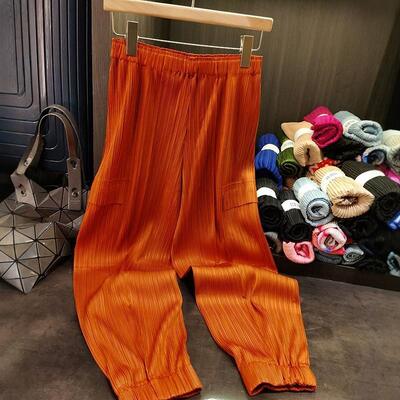 High-End Casual Pants for Spring Nine-Point Jogger Design with Versatile Elastic Waist Loose Slimming Style