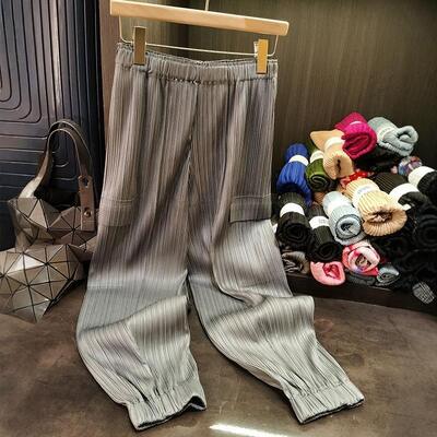 High-End Casual Pants for Spring Nine-Point Jogger Design with Versatile Elastic Waist Loose Slimming Style