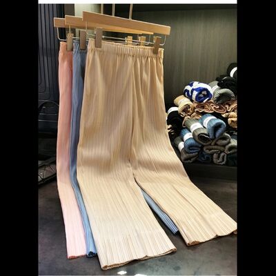 2024 Summer New Casual Pants for Women All-matching Pleated High Waist Wide Leg Pants Trousers