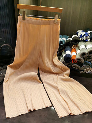 Spring 2025 Women's Loose Solid Color Pleated Elastic Plus Size Women's Pants