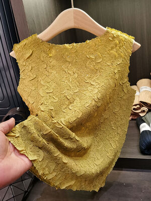 High Elastic Comfortable Sequined Floral Printed  Pleated Sleeveless T-shirt Summer New Women's Vests & Waistcoats