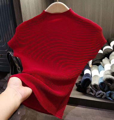 Women's Summer New Classic Versatile Stretch Comfortable Pullover Peplum Top Solid Color Stand Collar Short Sleeve T-shirt